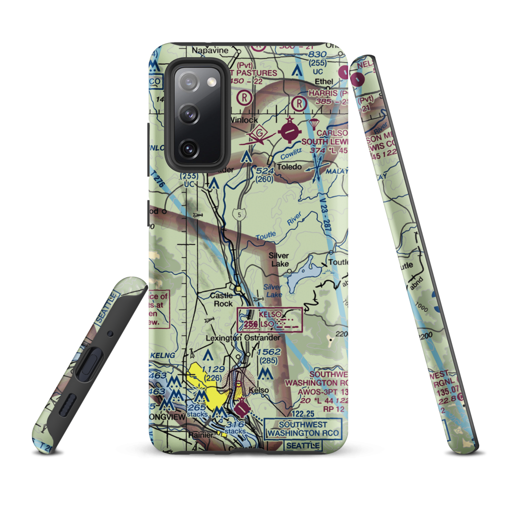 Flying K Ranch Airport (WA99) VFR Sectional Samsung Phone Case Samsung Galaxy S20 FE model shown