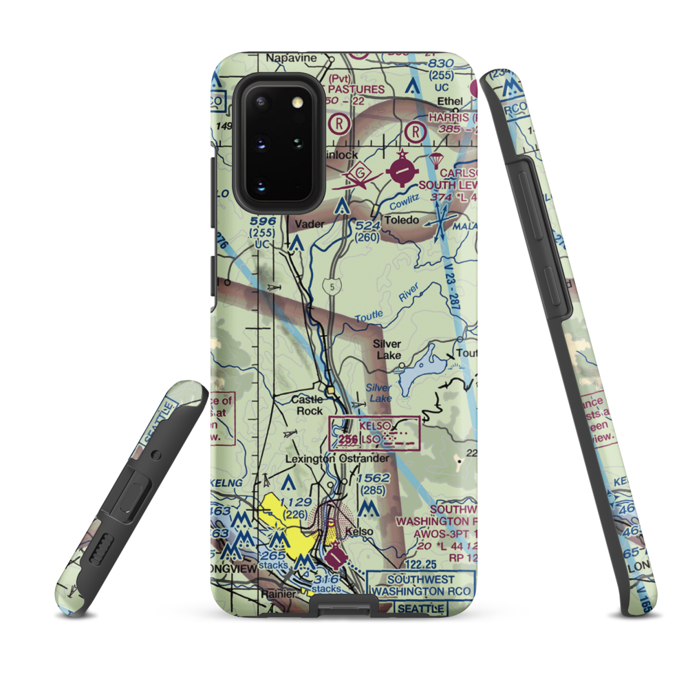 Flying K Ranch Airport (WA99) VFR Sectional Samsung Phone Case Samsung Galaxy S20 Plus model shown