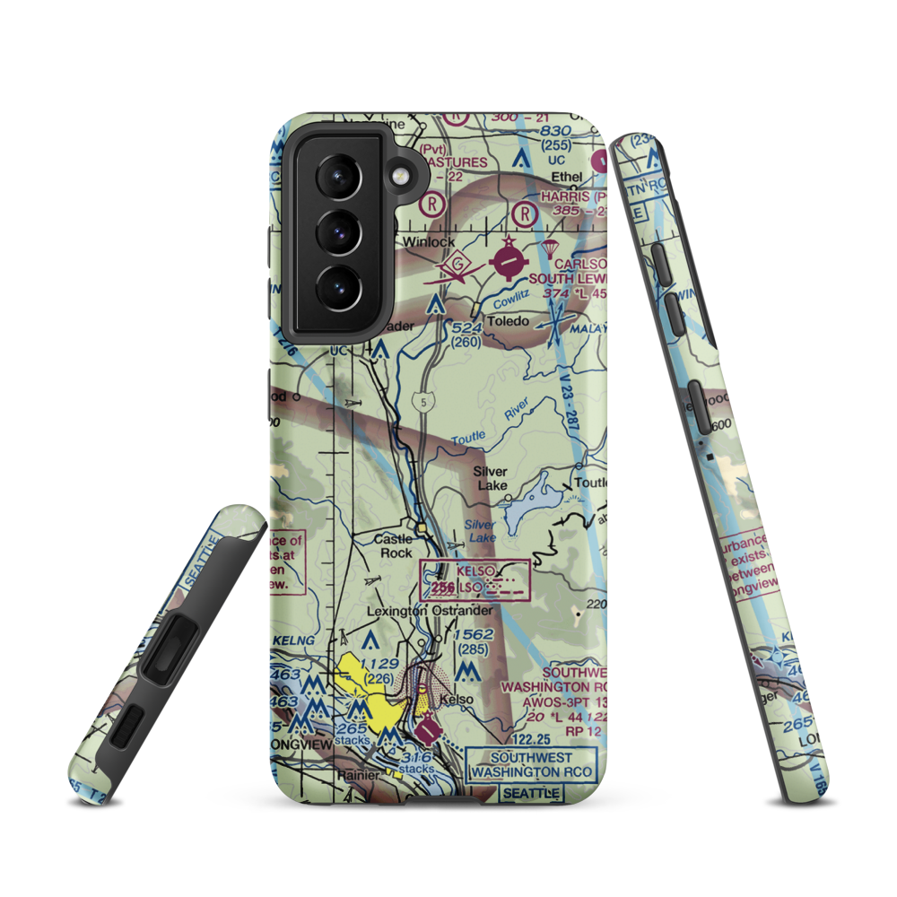 Flying K Ranch Airport (WA99) VFR Sectional Samsung Phone Case Samsung Galaxy S21 model shown