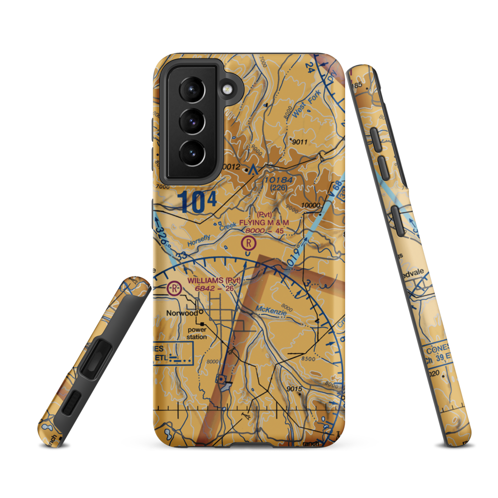 Flying M & M Ranch Airport (0CO6) VFR Sectional Samsung Phone Case Samsung Galaxy S21 FE model shown