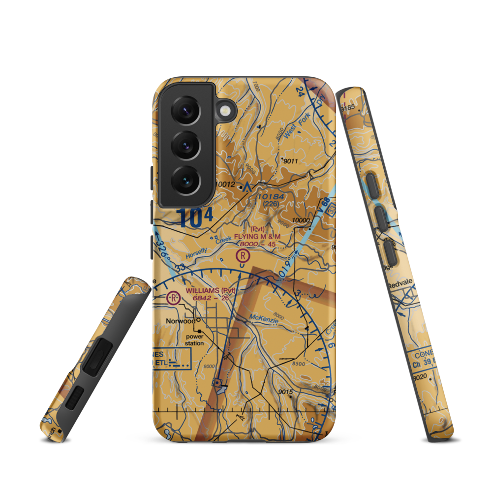Flying M & M Ranch Airport (0CO6) VFR Sectional Samsung Phone Case Samsung Galaxy S22 model shown