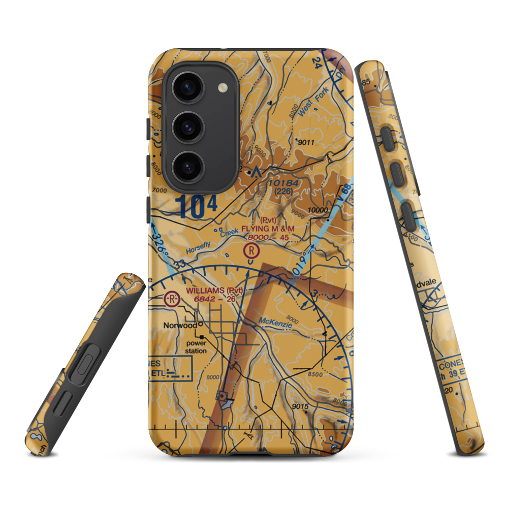 Flying M & M Ranch Airport (0CO6) VFR Sectional Samsung Phone Case Samsung Galaxy S23 Plus model shown