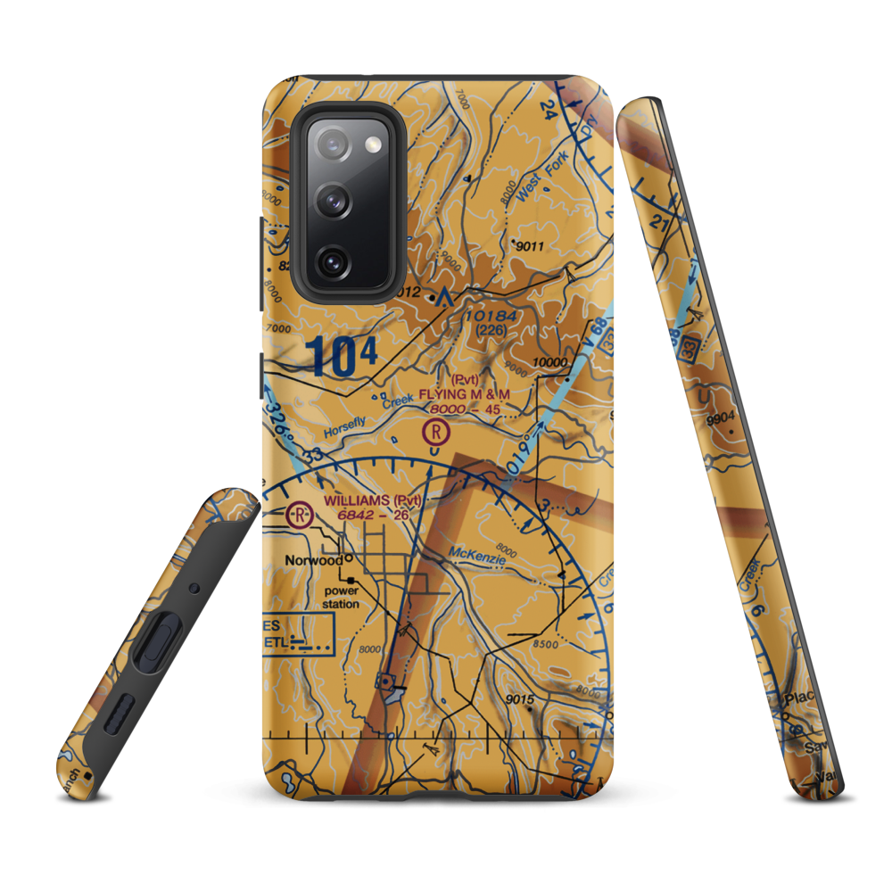 Flying M & M Ranch Airport (0CO6) VFR Sectional Samsung Phone Case Samsung Galaxy S20 FE model shown