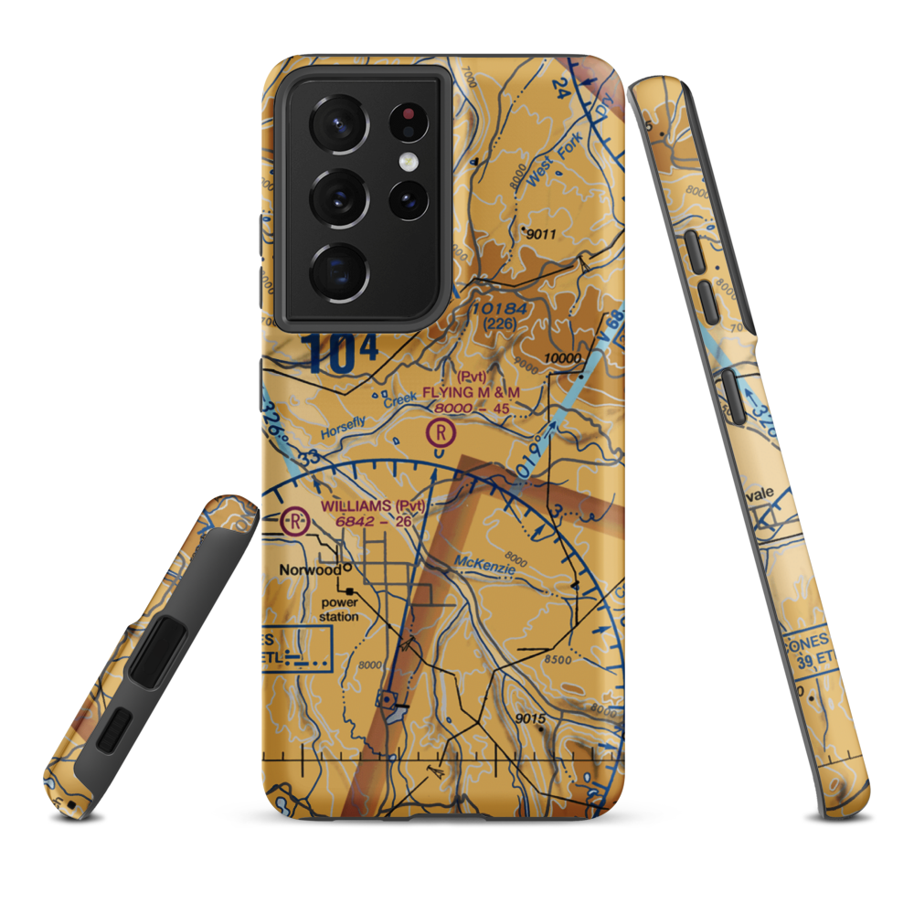 Flying M & M Ranch Airport (0CO6) VFR Sectional Samsung Phone Case Samsung Galaxy S21 Plus model shown