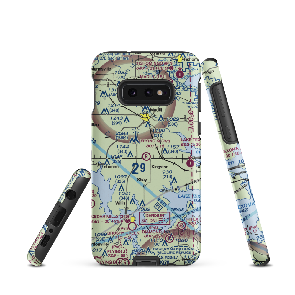 Flying M Airport (12OK) VFR Sectional Samsung Phone Case Samsung Galaxy S10e model shown