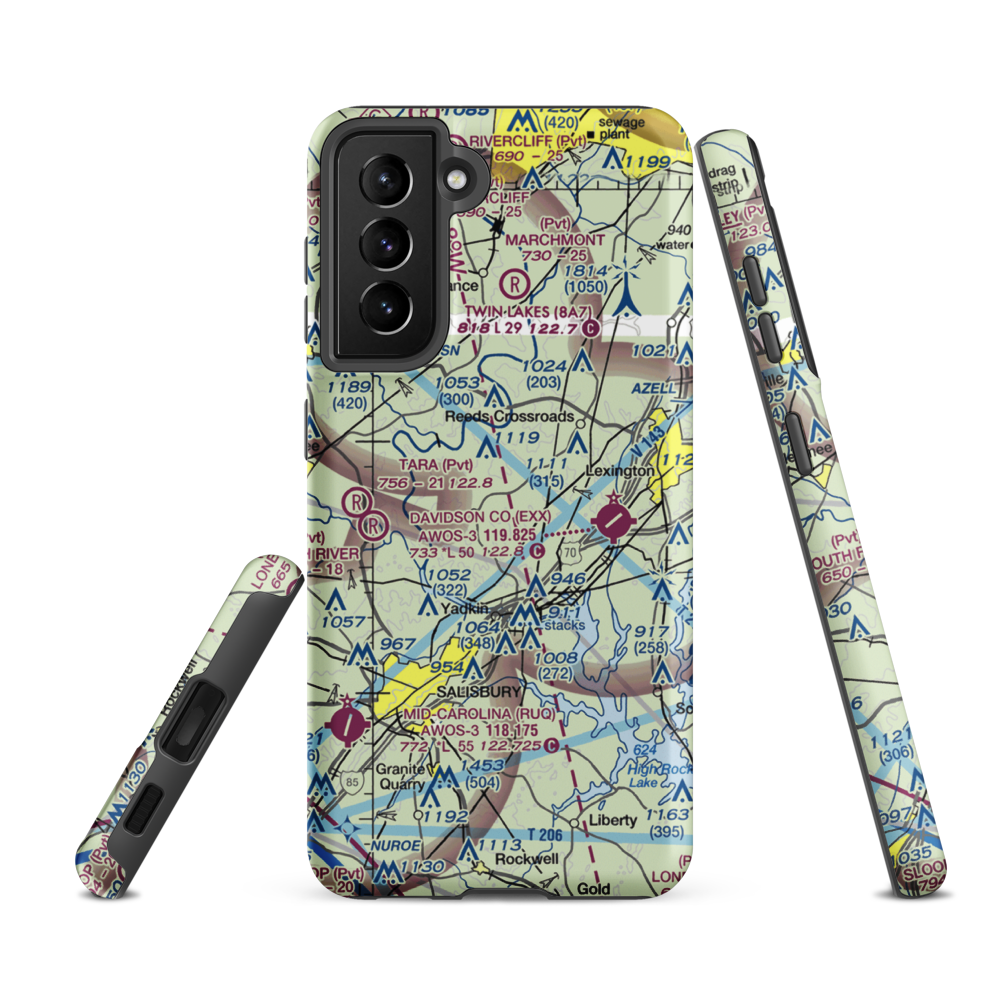 Flying M Airport (2NC6) VFR Sectional Samsung Phone Case Samsung Galaxy S21 FE model shown