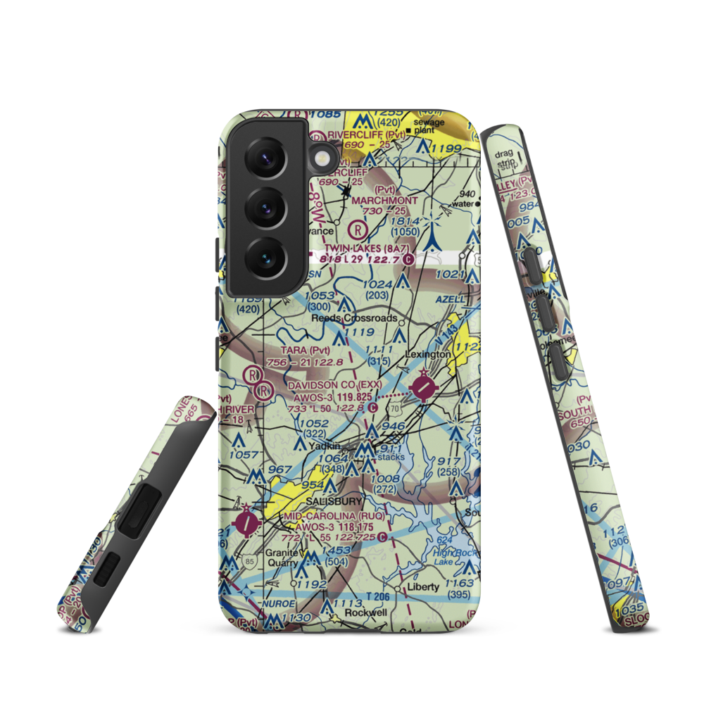 Flying M Airport (2NC6) VFR Sectional Samsung Phone Case Samsung Galaxy S22 model shown