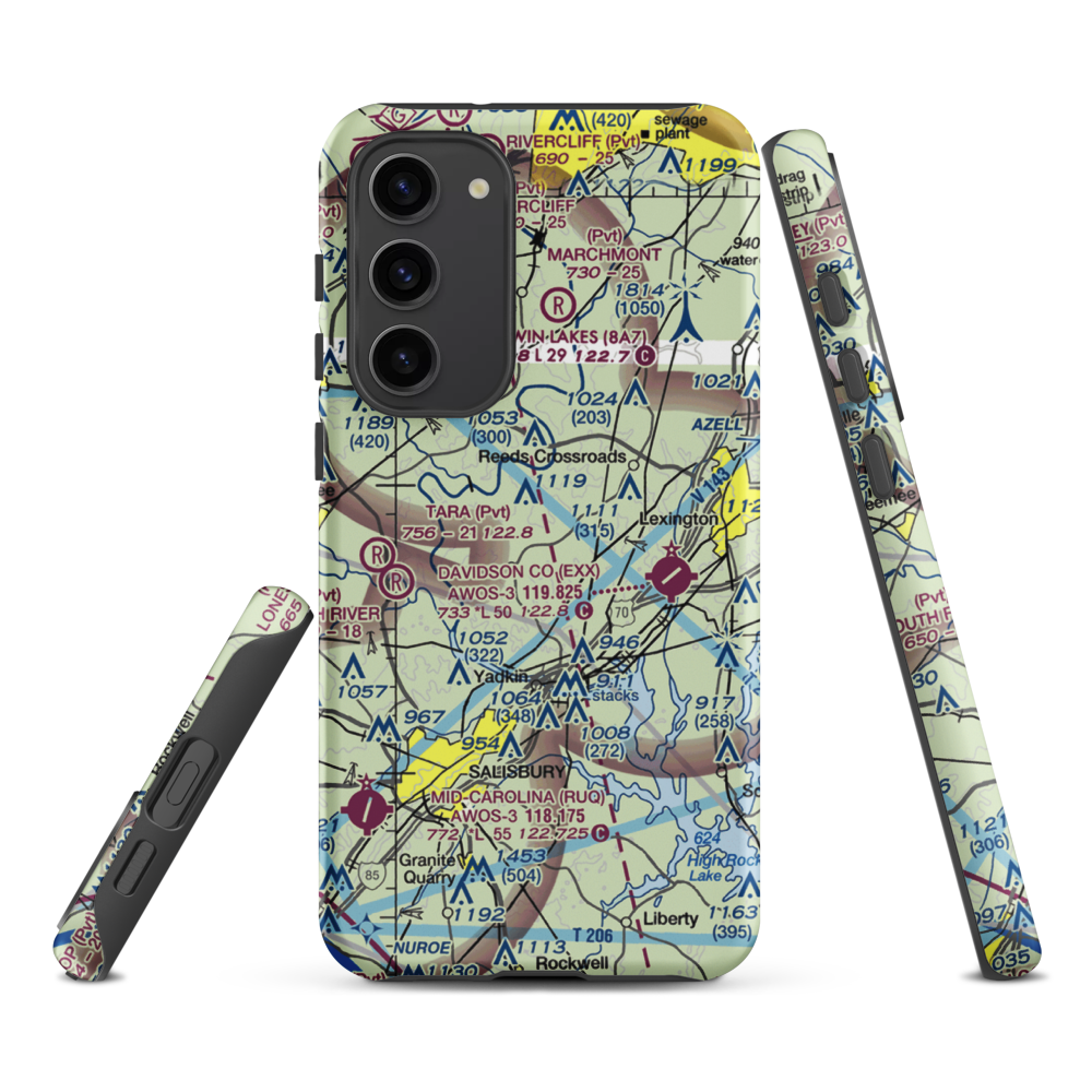 Flying M Airport (2NC6) VFR Sectional Samsung Phone Case Samsung Galaxy S23 Plus model shown