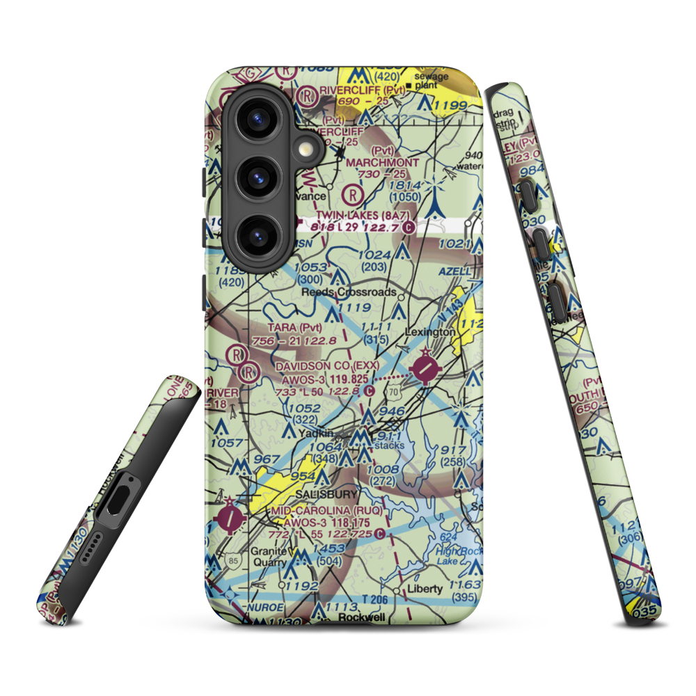 Flying M Airport (2NC6) VFR Sectional Samsung Phone Case Samsung Galaxy S24 Plus model shown