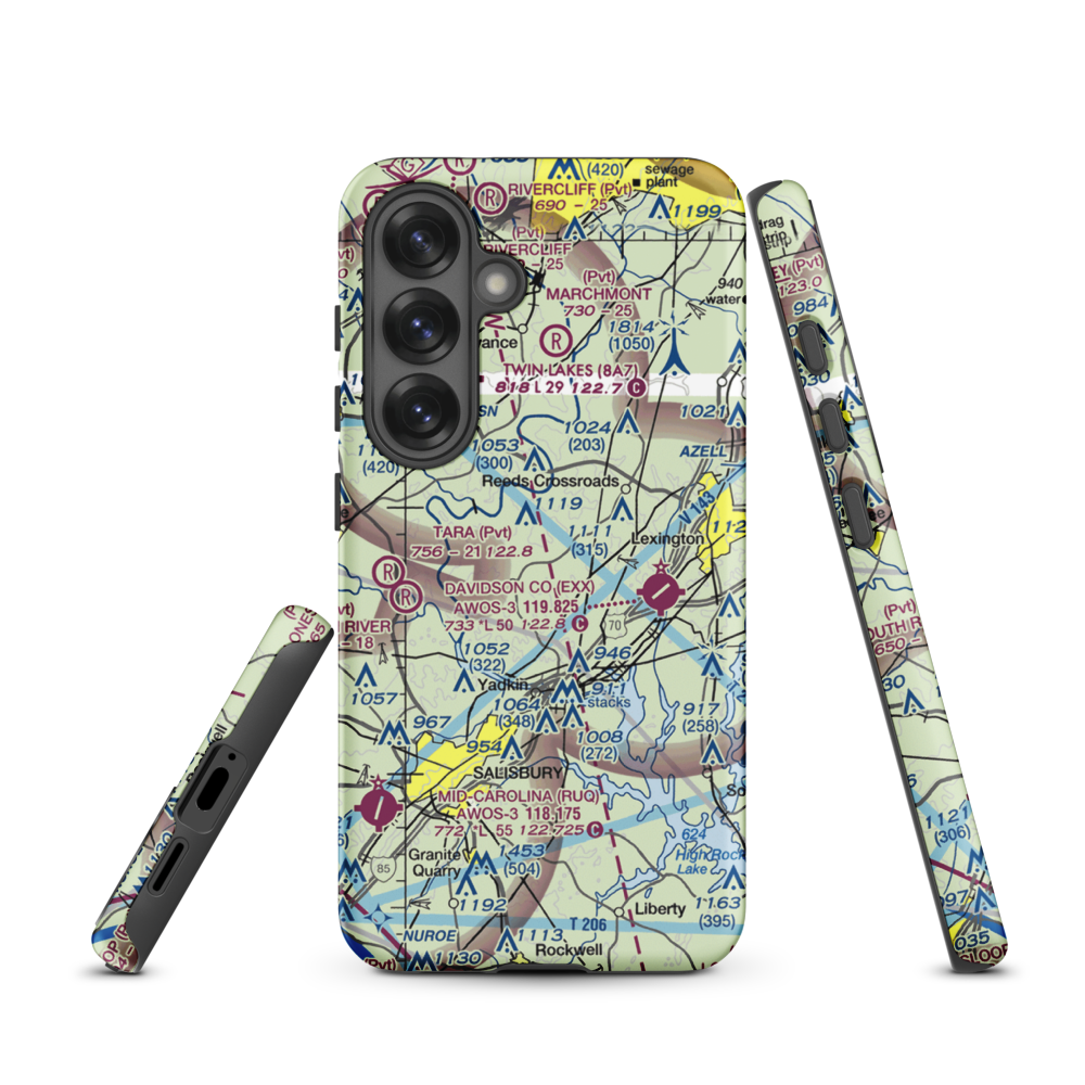 Flying M Airport (2NC6) VFR Sectional Samsung Phone Case Samsung Galaxy S25 model shown