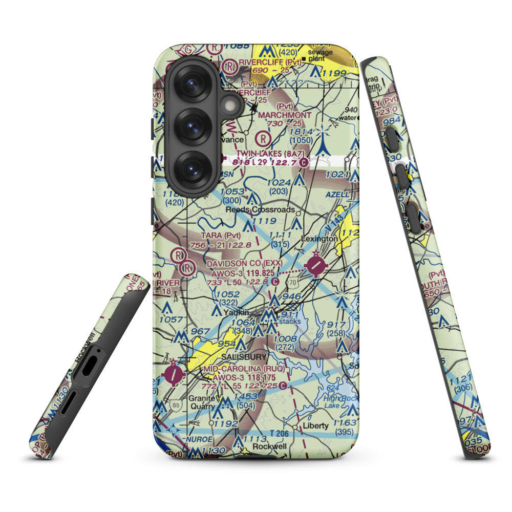Flying M Airport (2NC6) VFR Sectional Samsung Phone Case Samsung Galaxy S25 Plus model shown