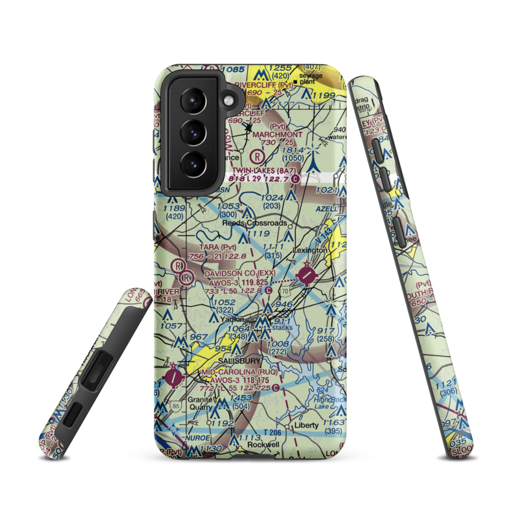 Flying M Airport (2NC6) VFR Sectional Samsung Phone Case Samsung Galaxy S21 model shown