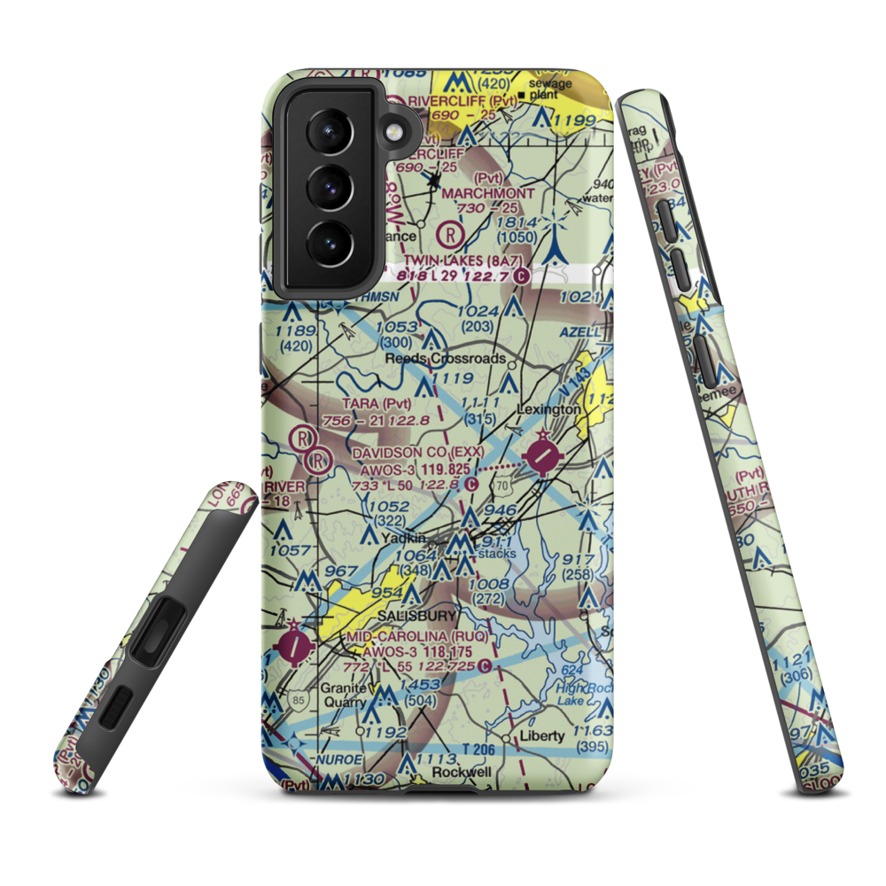 Flying M Airport (2NC6) VFR Sectional Samsung Phone Case Samsung Galaxy S21 FE model shown