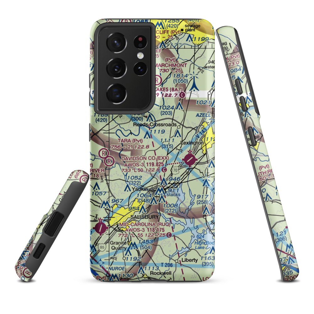 Flying M Airport (2NC6) VFR Sectional Samsung Phone Case Samsung Galaxy S21 Ultra model shown