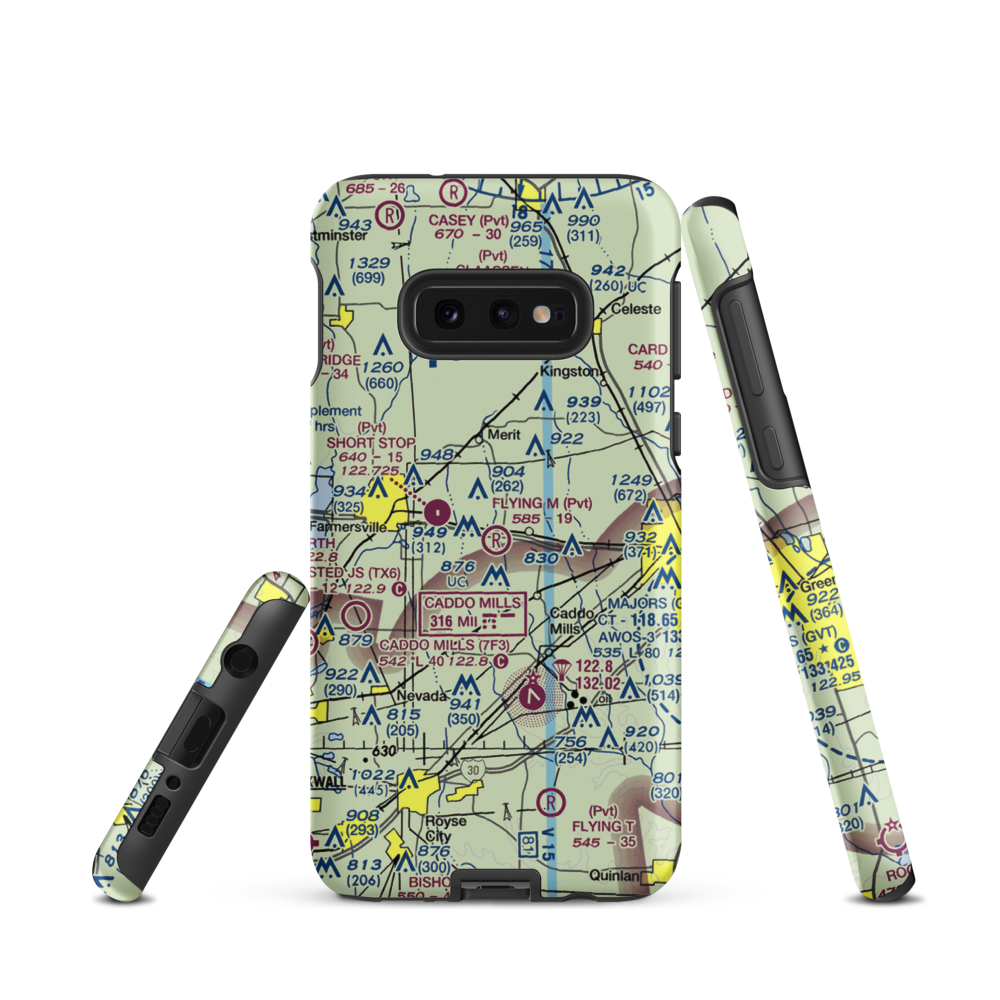 Flying M Airport (TA08) VFR Sectional Samsung Phone Case Samsung Galaxy S10e model shown
