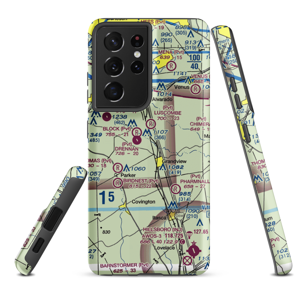 Flying M Ranch Airport (11TE) VFR Sectional Samsung Phone Case Samsung Galaxy S21 Plus model shown