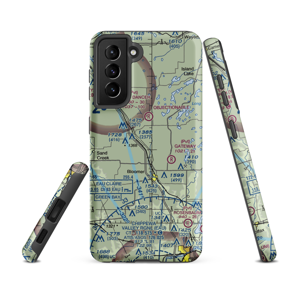 Flying O Airport (US-0128) VFR Sectional Samsung Phone Case Samsung Galaxy S21 FE model shown