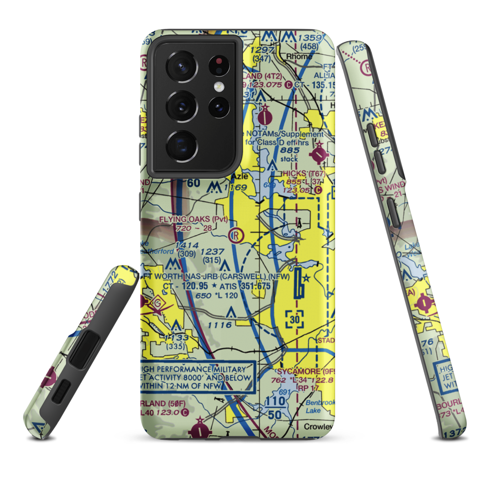 Flying Oaks Airport (2TE2) VFR Sectional Samsung Phone Case Samsung Galaxy S21 Ultra model shown