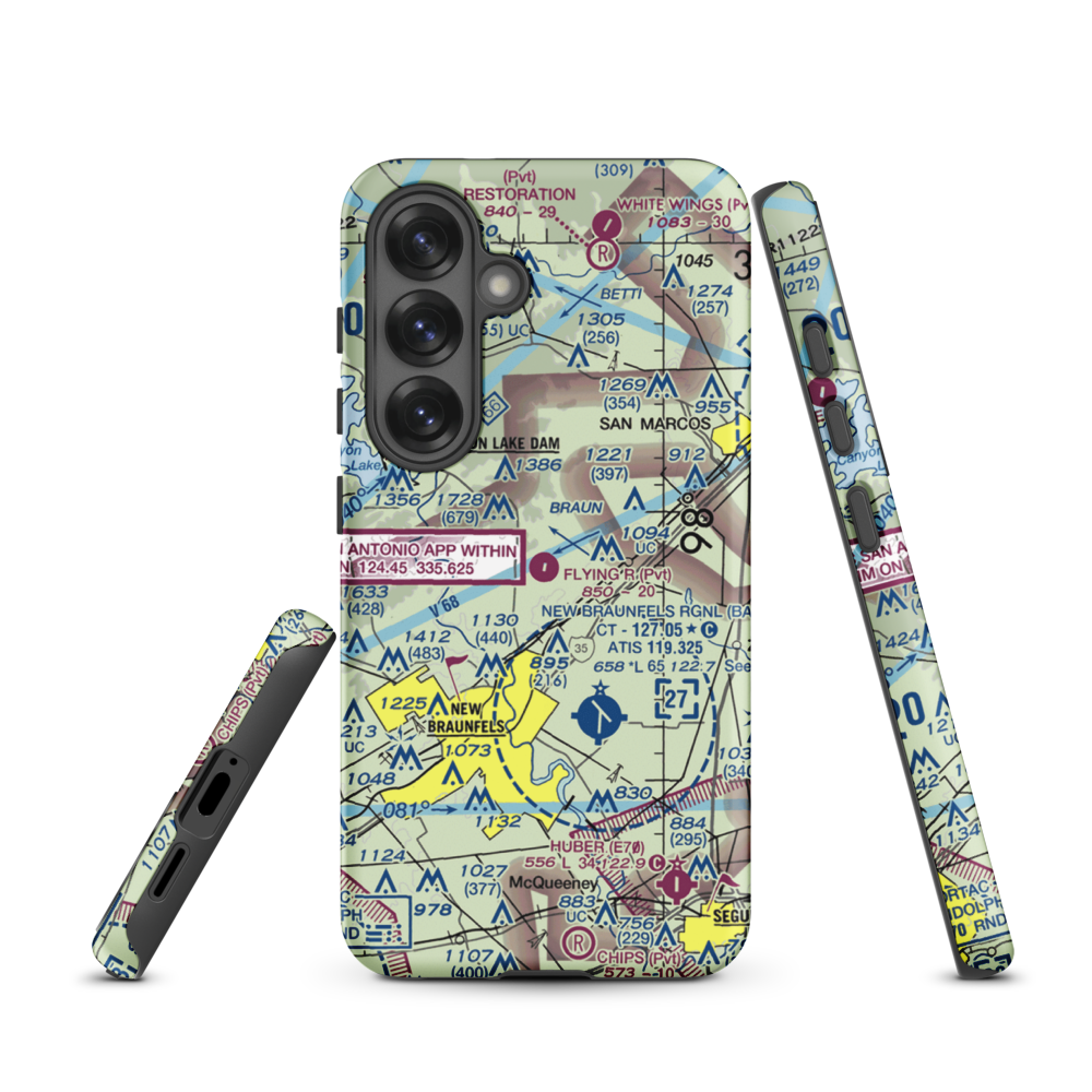 Flying R Ranch Airport (77TS) VFR Sectional Samsung Phone Case Samsung Galaxy S25 model shown