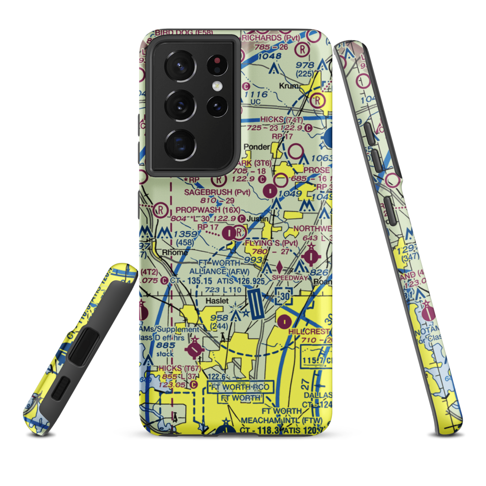 Flying S Farm Airport (3TX2) VFR Sectional Samsung Phone Case Samsung Galaxy S21 Plus model shown