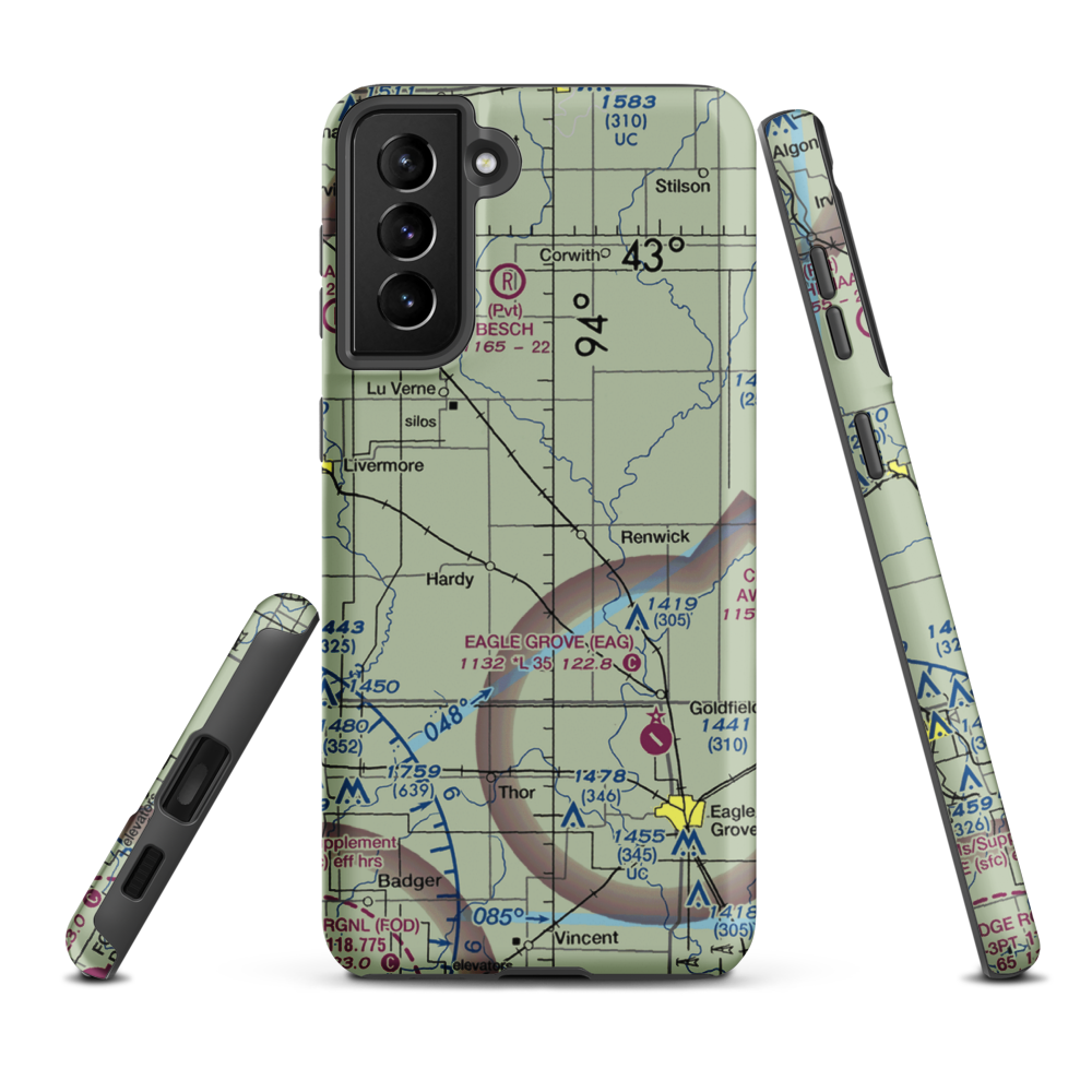Flying S Ranch Airport (5IA6) VFR Sectional Samsung Phone Case Samsung Galaxy S21 FE model shown