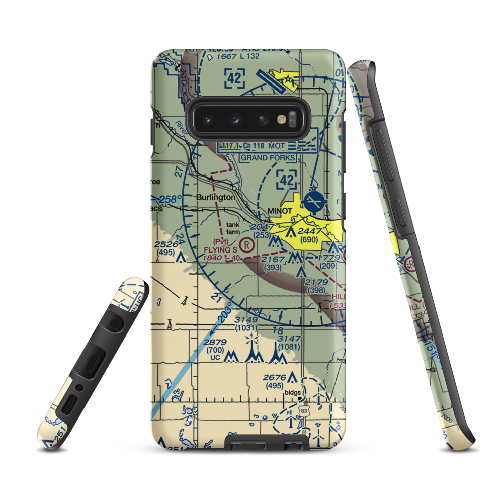 Flying S Ranch Airport (ND43) VFR Sectional Samsung Phone Case Samsung Galaxy S10 Plus model shown