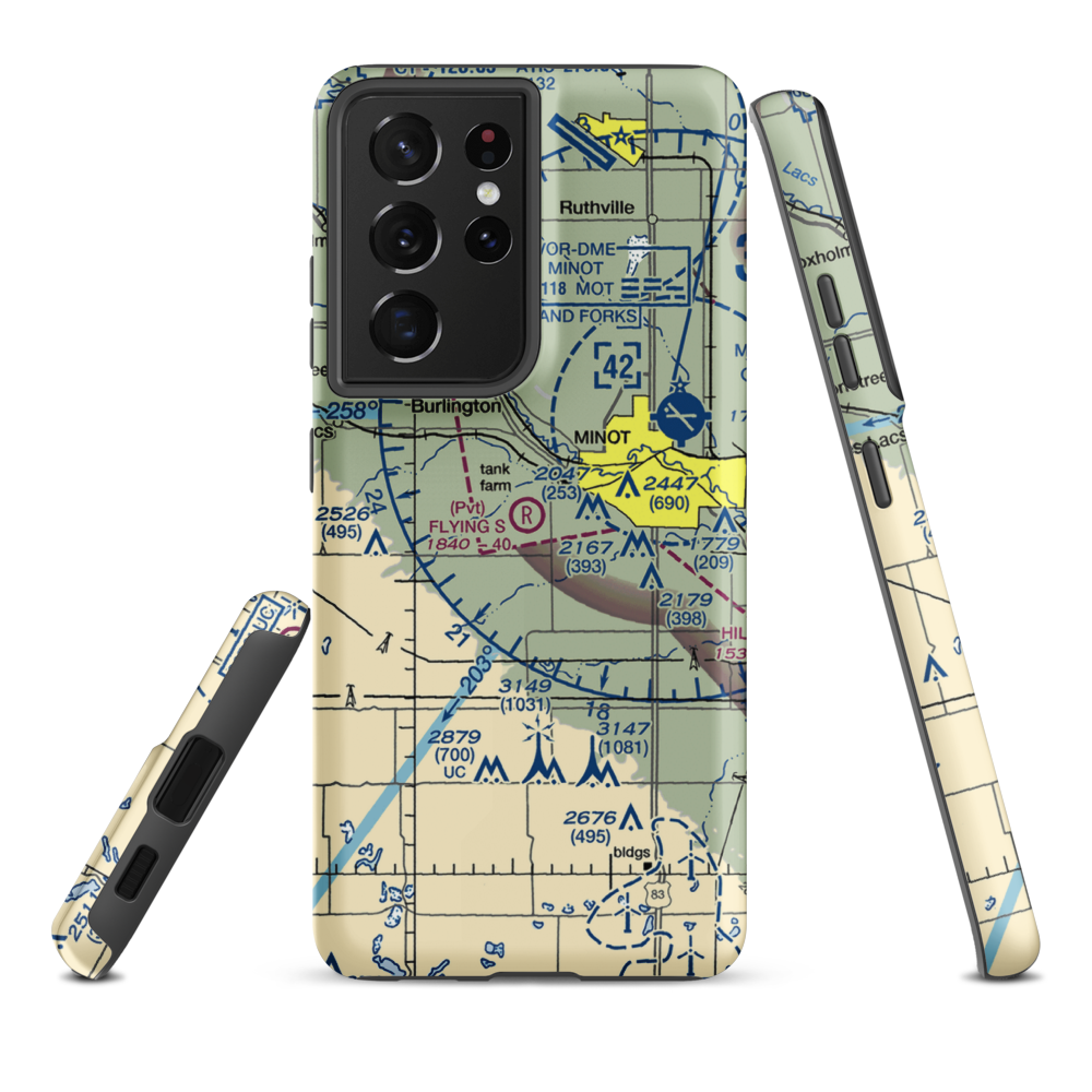 Flying S Ranch Airport (ND43) VFR Sectional Samsung Phone Case Samsung Galaxy S21 Ultra model shown
