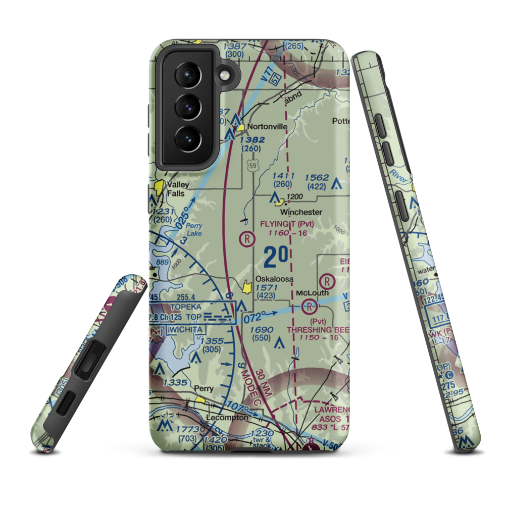 Flying T Airport (7KS0) VFR Sectional Samsung Phone Case Samsung Galaxy S21 FE model shown