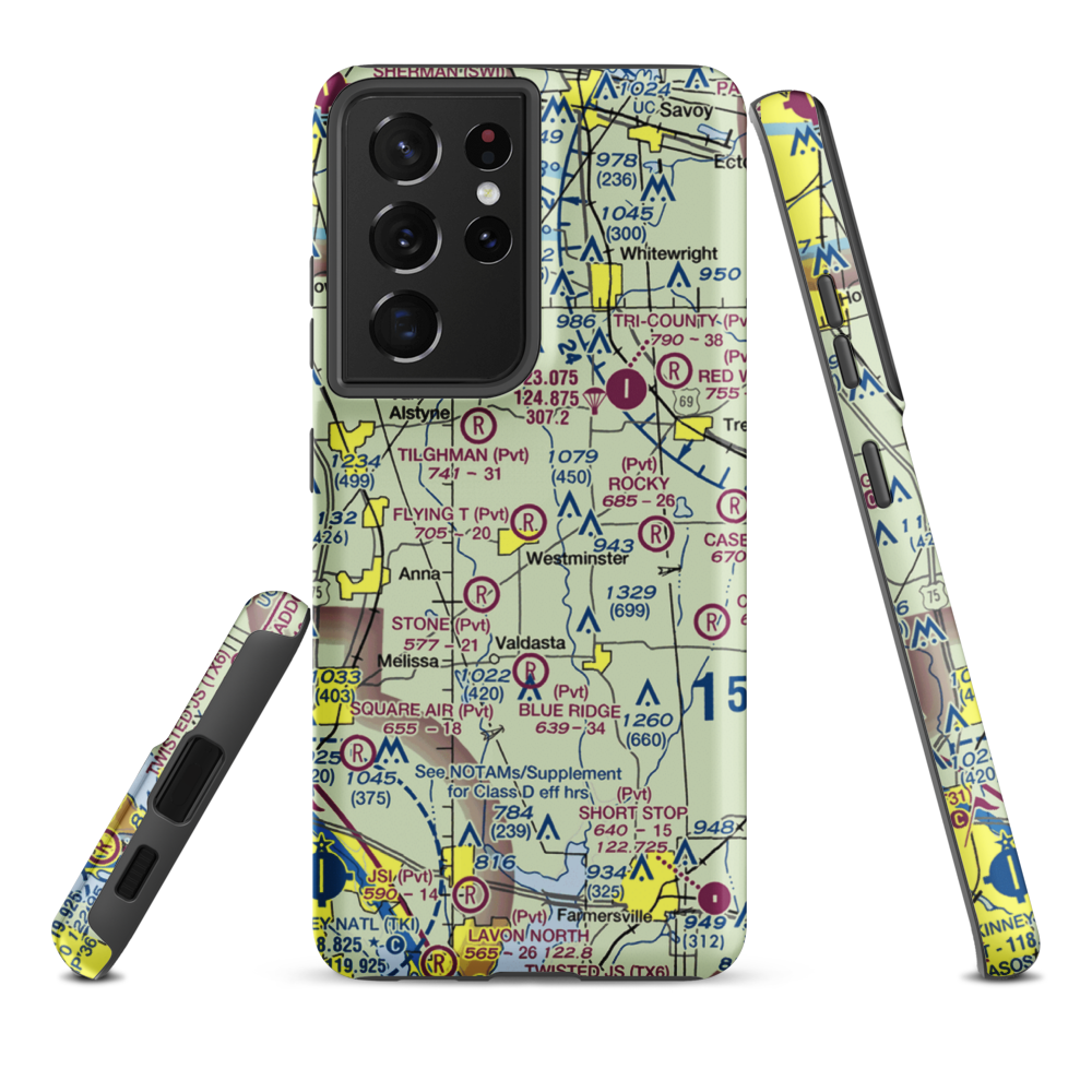 Flying T Ranch Airport (41TS) VFR Sectional Samsung Phone Case Samsung Galaxy S21 Ultra model shown