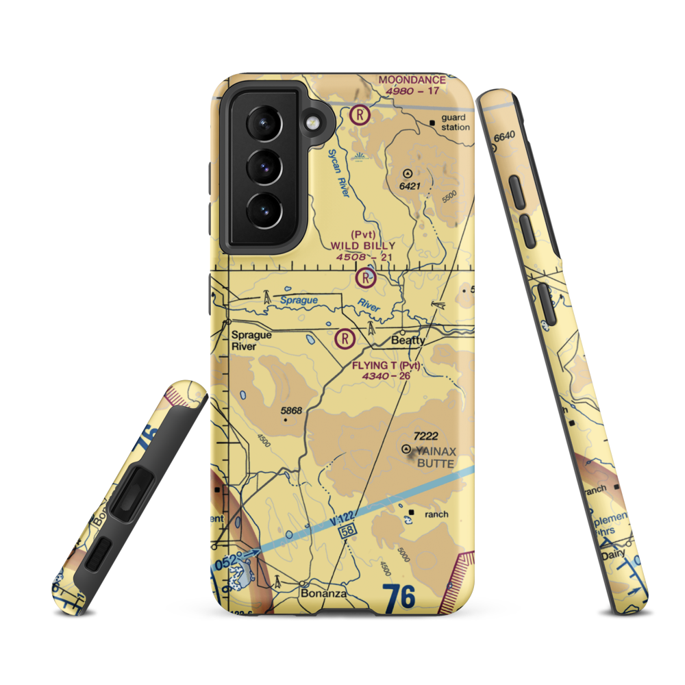 Flying T Ranch Airport (5OR4) VFR Sectional Samsung Phone Case Samsung Galaxy S21 FE model shown