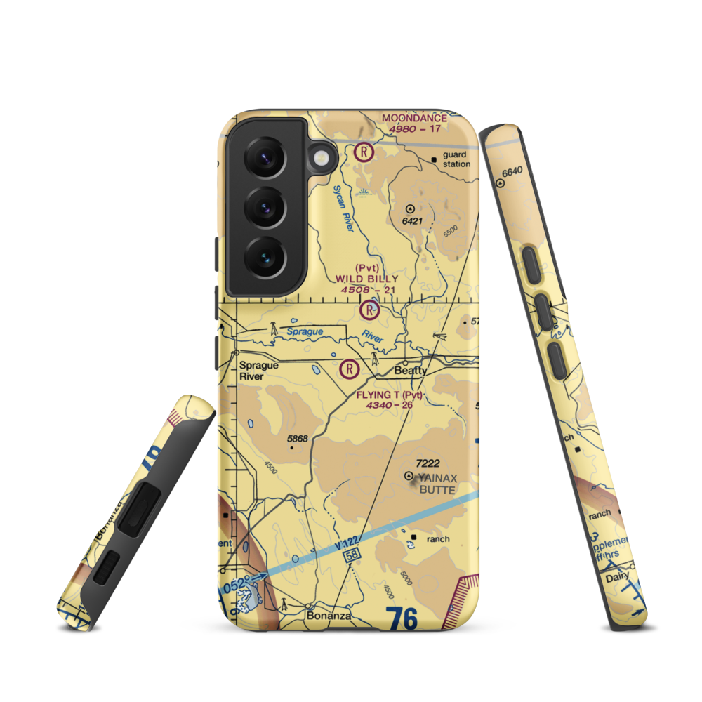 Flying T Ranch Airport (5OR4) VFR Sectional Samsung Phone Case Samsung Galaxy S22 model shown