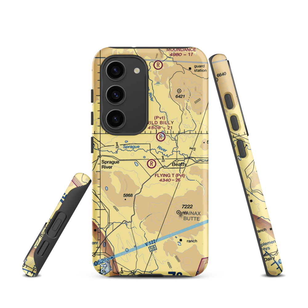 Flying T Ranch Airport (5OR4) VFR Sectional Samsung Phone Case Samsung Galaxy S23 model shown