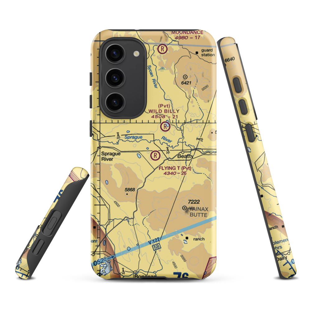 Flying T Ranch Airport (5OR4) VFR Sectional Samsung Phone Case Samsung Galaxy S23 Plus model shown