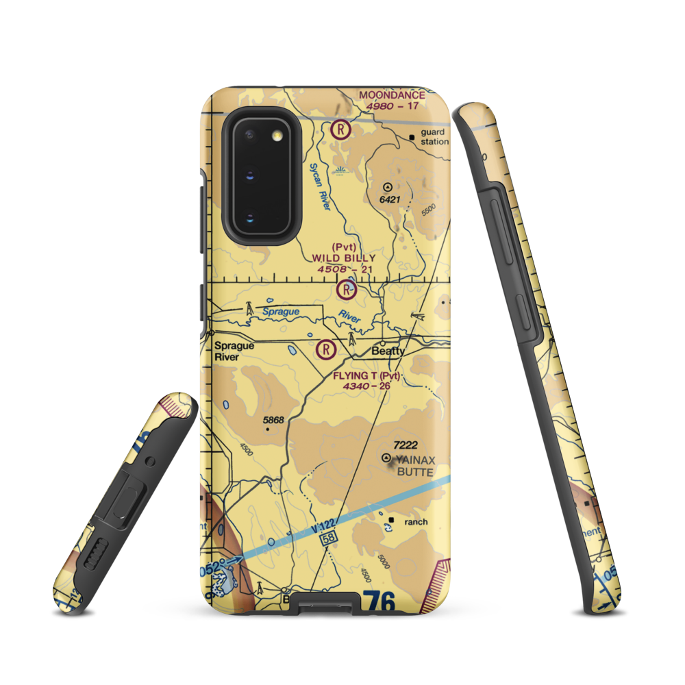 Flying T Ranch Airport (5OR4) VFR Sectional Samsung Phone Case Samsung Galaxy S20 model shown
