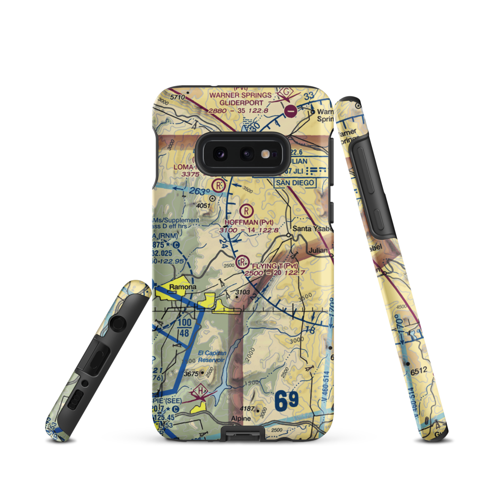 Flying T Ranch Airport (CA76) VFR Sectional Samsung Phone Case Samsung Galaxy S10e model shown