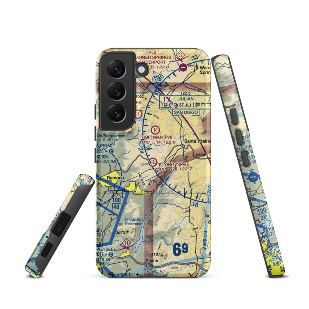 Flying T Ranch Airport (CA76) VFR Sectional Samsung Phone Case Samsung Galaxy S22 model shown
