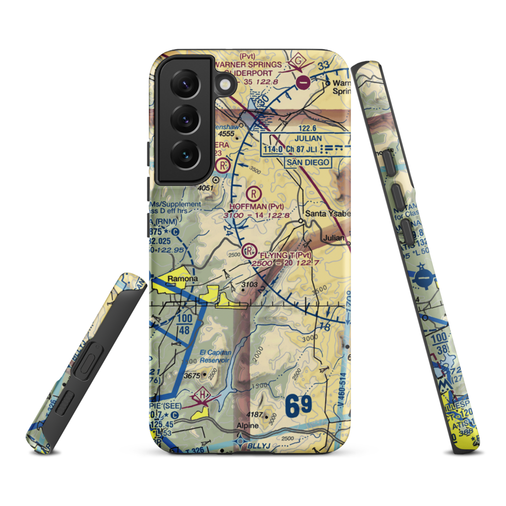 Flying T Ranch Airport (CA76) VFR Sectional Samsung Phone Case Samsung Galaxy S22 Plus model shown