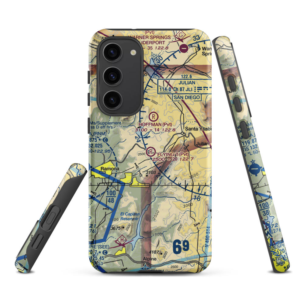 Flying T Ranch Airport (CA76) VFR Sectional Samsung Phone Case Samsung Galaxy S23 Plus model shown