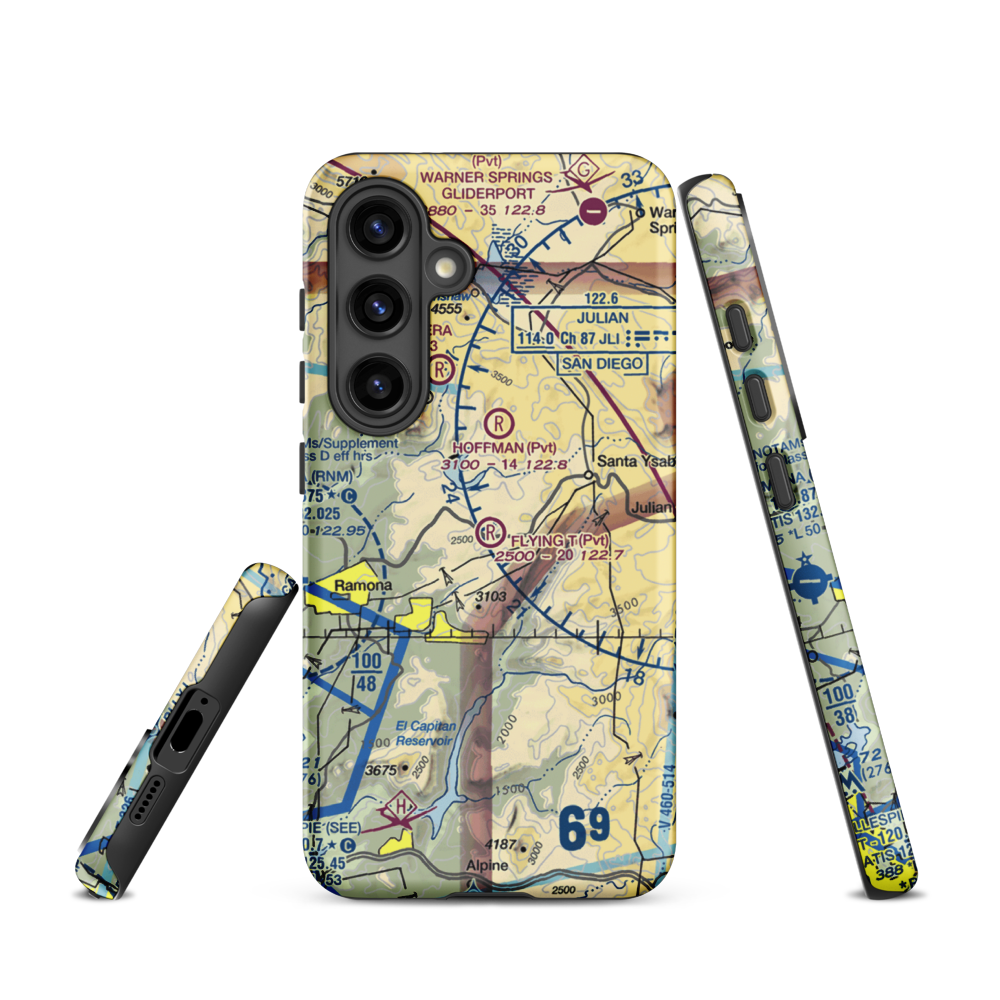 Flying T Ranch Airport (CA76) VFR Sectional Samsung Phone Case Samsung Galaxy S24 model shown