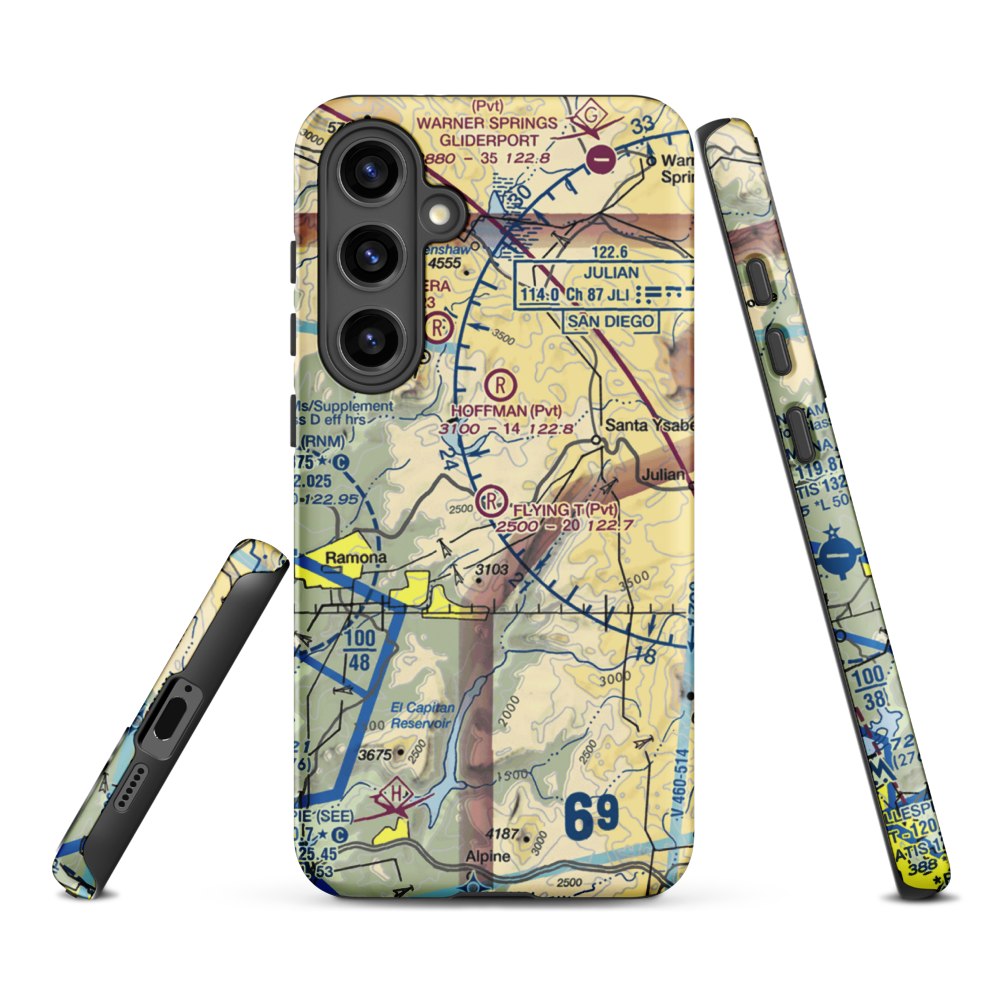 Flying T Ranch Airport (CA76) VFR Sectional Samsung Phone Case Samsung Galaxy S24 Plus model shown