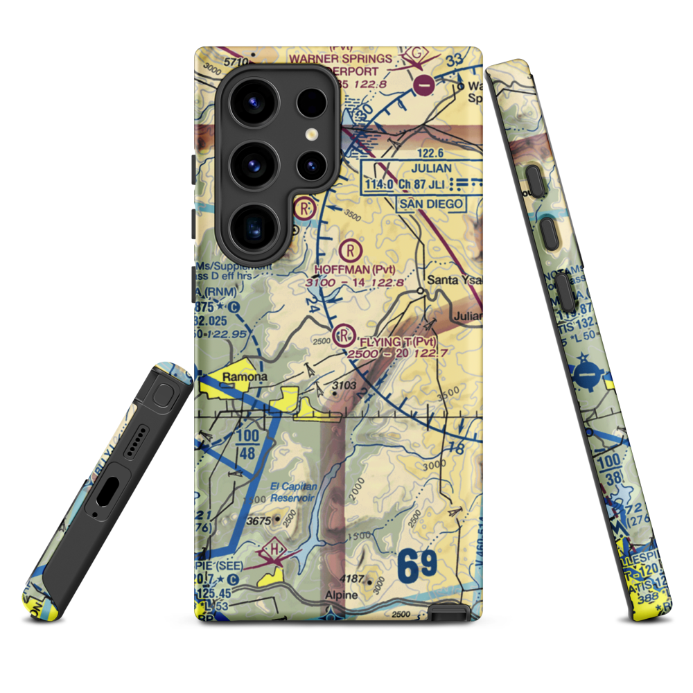 Flying T Ranch Airport (CA76) VFR Sectional Samsung Phone Case Samsung Galaxy S24 Ultra model shown