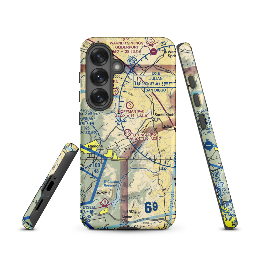 Flying T Ranch Airport (CA76) VFR Sectional Samsung Phone Case Samsung Galaxy S25 model shown