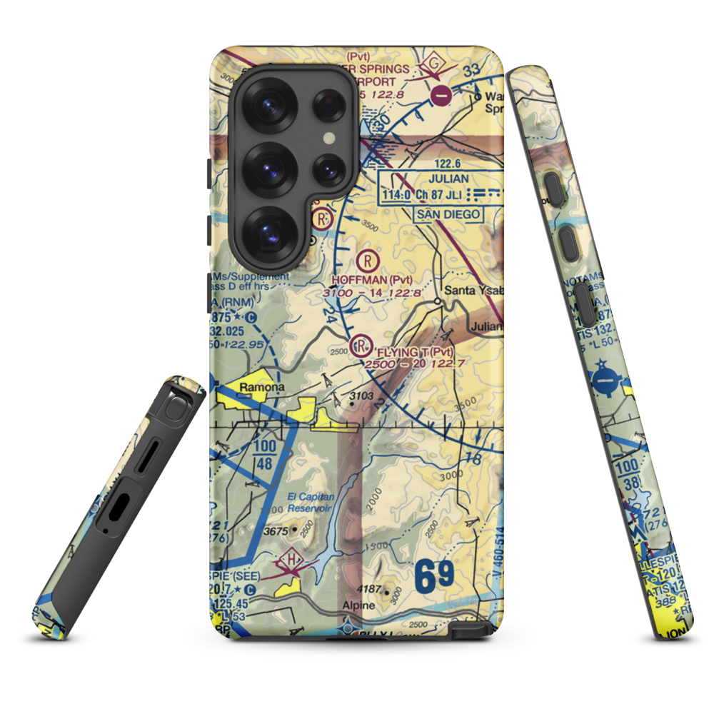 Flying T Ranch Airport (CA76) VFR Sectional Samsung Phone Case Samsung Galaxy S25 Ultra model shown