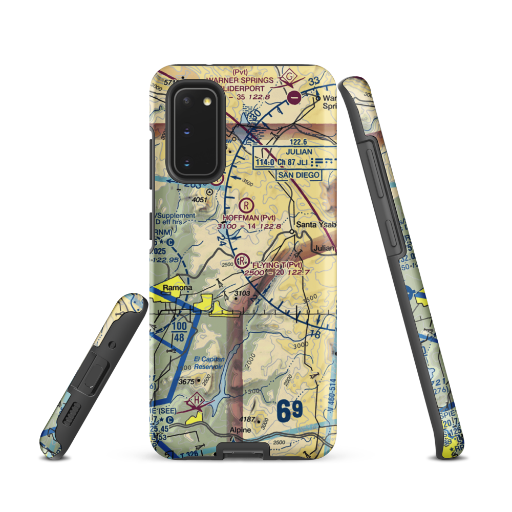 Flying T Ranch Airport (CA76) VFR Sectional Samsung Phone Case Samsung Galaxy S20 model shown