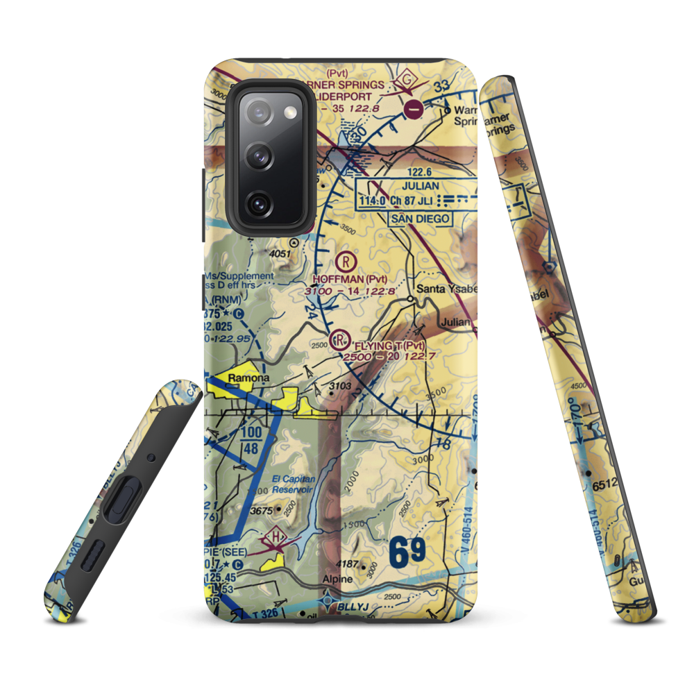 Flying T Ranch Airport (CA76) VFR Sectional Samsung Phone Case Samsung Galaxy S20 FE model shown