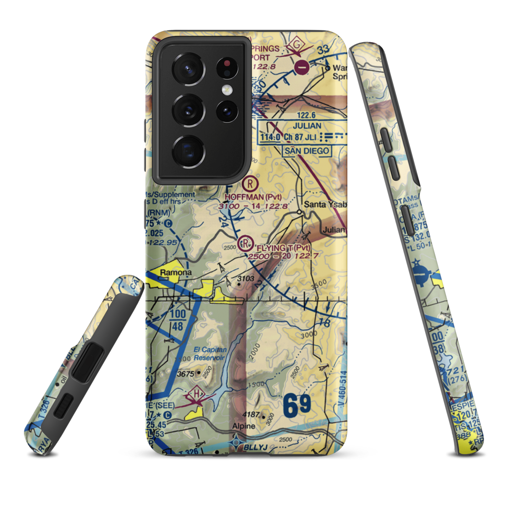 Flying T Ranch Airport (CA76) VFR Sectional Samsung Phone Case Samsung Galaxy S21 Ultra model shown