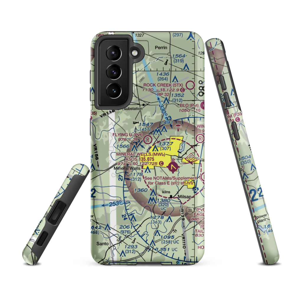 Flying U Airport (0TS7) VFR Sectional Samsung Phone Case Samsung Galaxy S21 FE model shown
