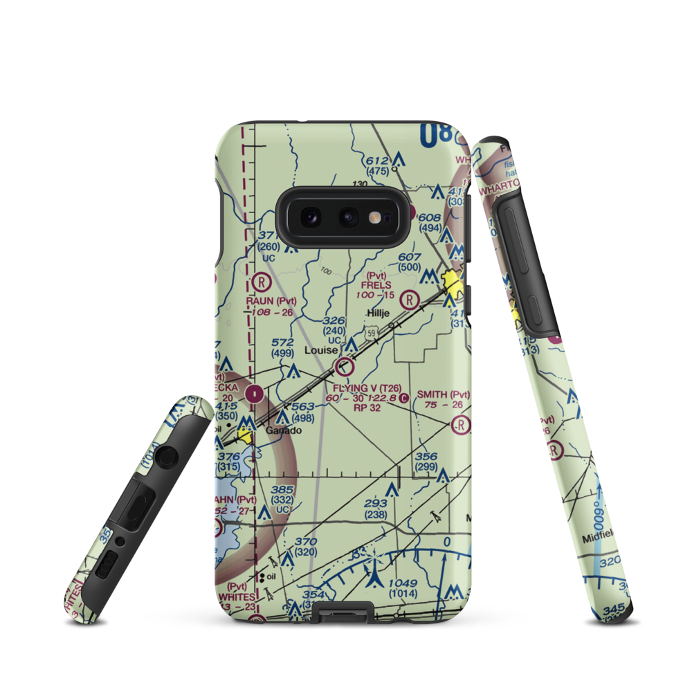 Flying V Ranch Airport (T26) VFR Sectional Samsung Phone Case Samsung Galaxy S10e model shown