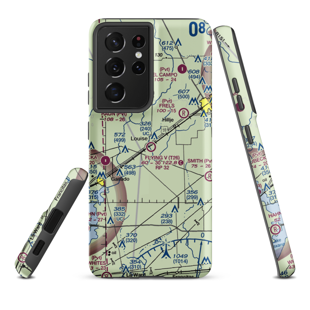 Flying V Ranch Airport (T26) VFR Sectional Samsung Phone Case Samsung Galaxy S21 Ultra model shown