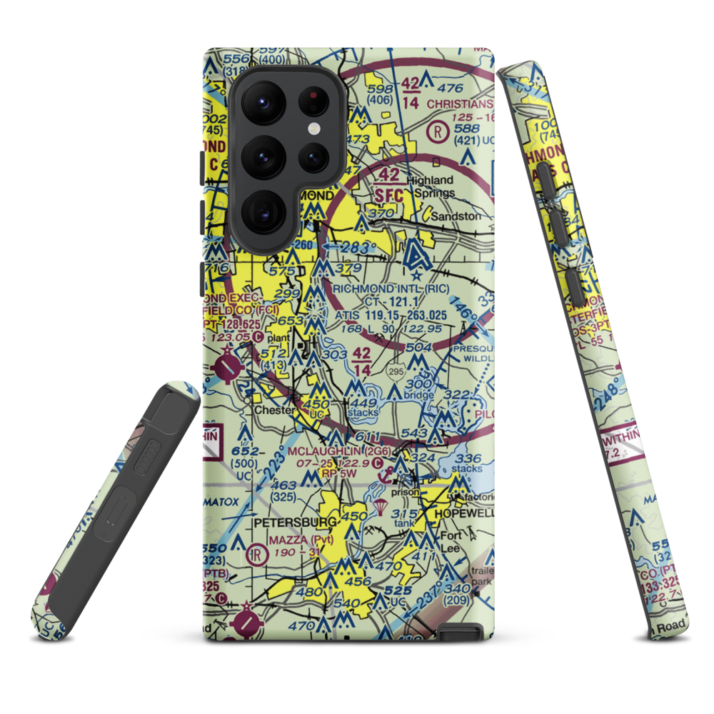 Flying W Airport (4VA3) VFR Sectional Samsung Phone Case Samsung Galaxy S22 Ultra model shown